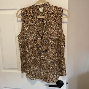 J Crew Cheetah print bow-tie neck top